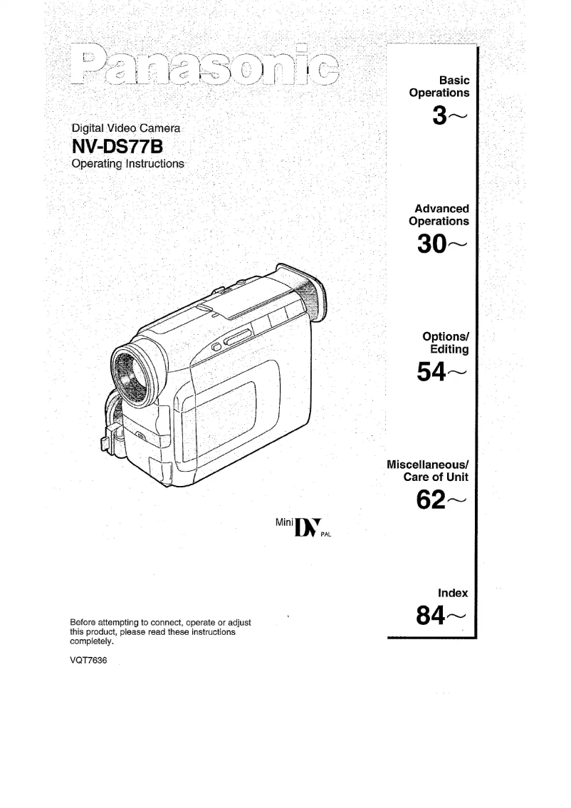 Page 1 of the manual User Manual Panasonic NV-DS77B