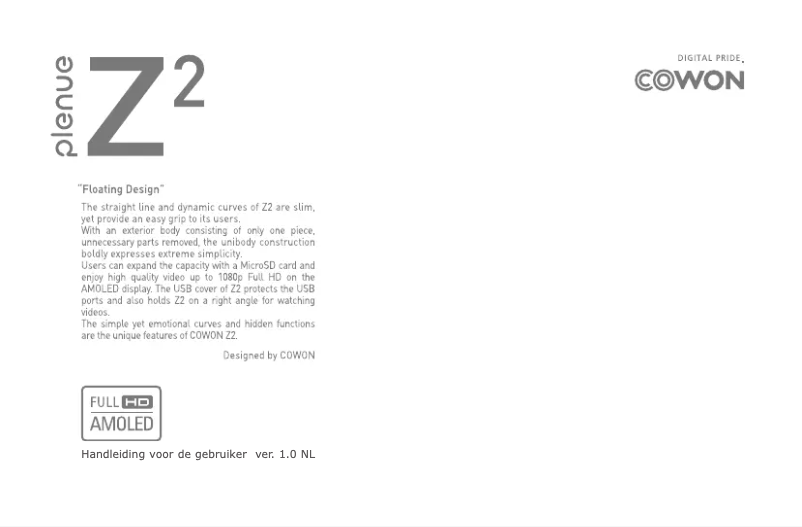 Page 1 of the manual User Manual Cowon Z2 Plenue