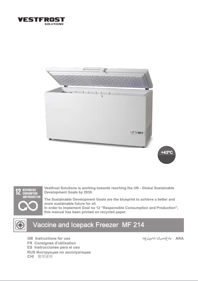 Page 1 of the manual User Manual Vestfrost MF 214