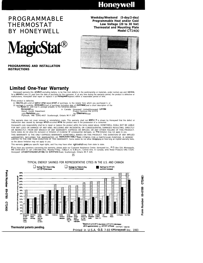 First page image of the manual for CT2400