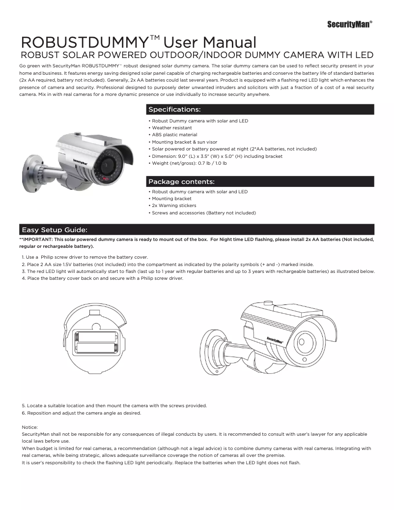 First page image of the manual for ROBUSTDUMMY