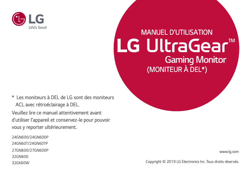 First page image of the manual for UltraGear 27GN600