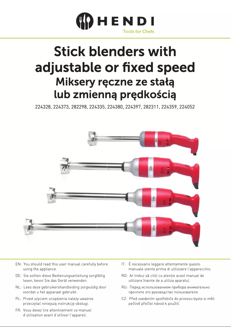 Page 1 of the manual User Manual Hendi 224052