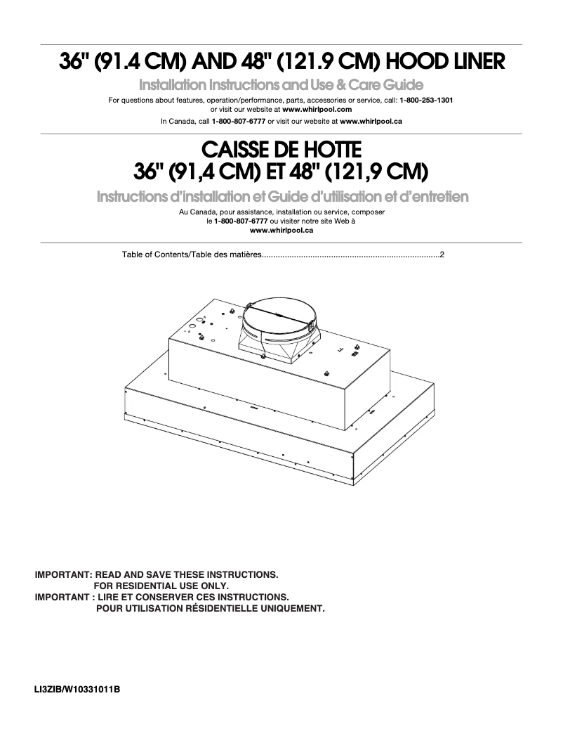 Page 1 of the manual Installation Guide JennAir UXL6048YSS
