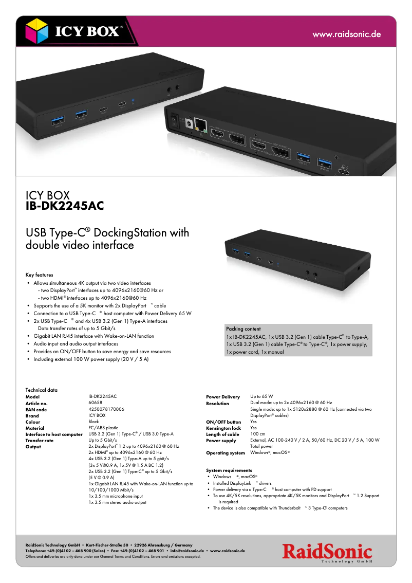 First page image of the manual for IB-DK2245AC