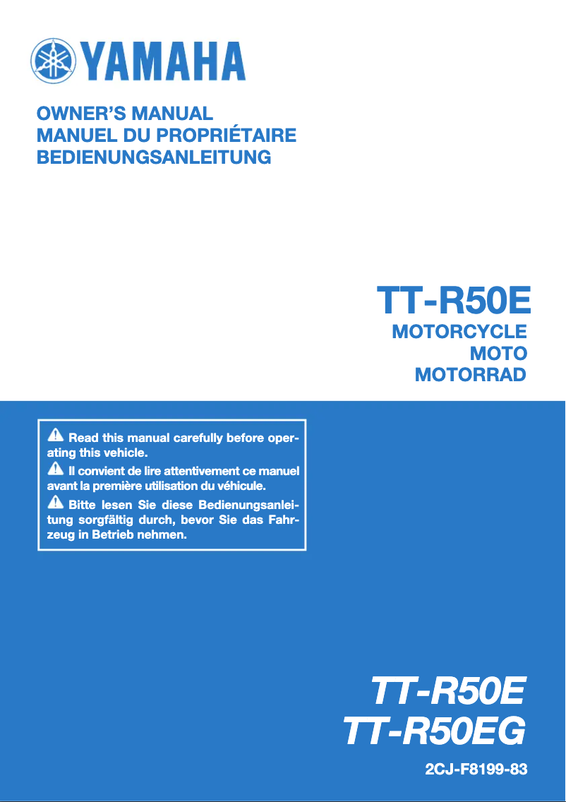 First page image of the manual for TT-R50E (2016)