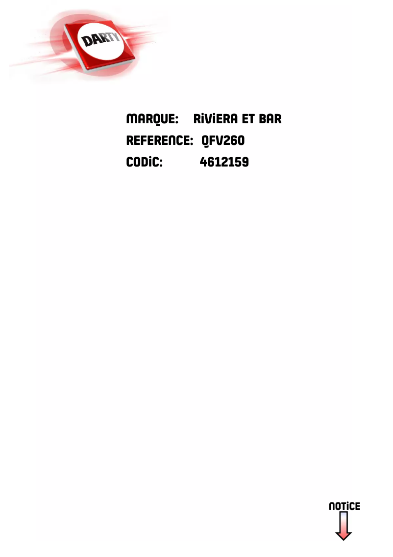 Page 1 of the manual User Manual Riviera & Bar QFV260