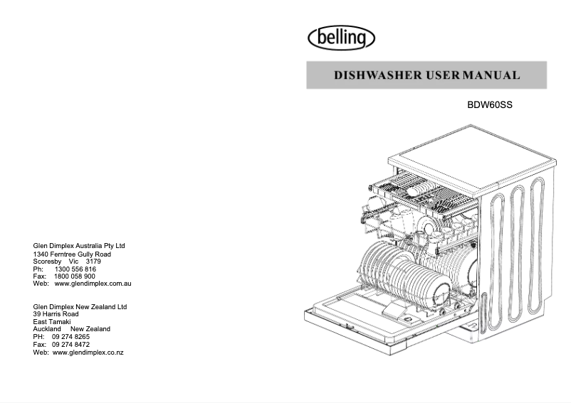 Page 1 of the manual User Manual Belling BDW60SS