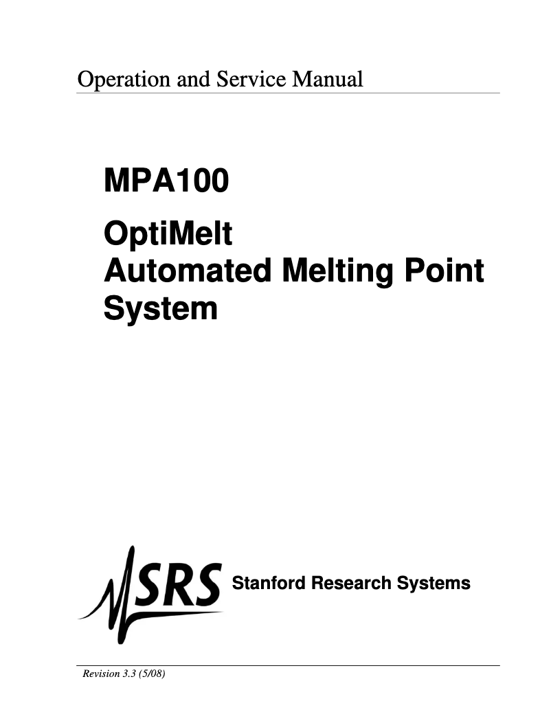 First page image of the manual for MPA100
