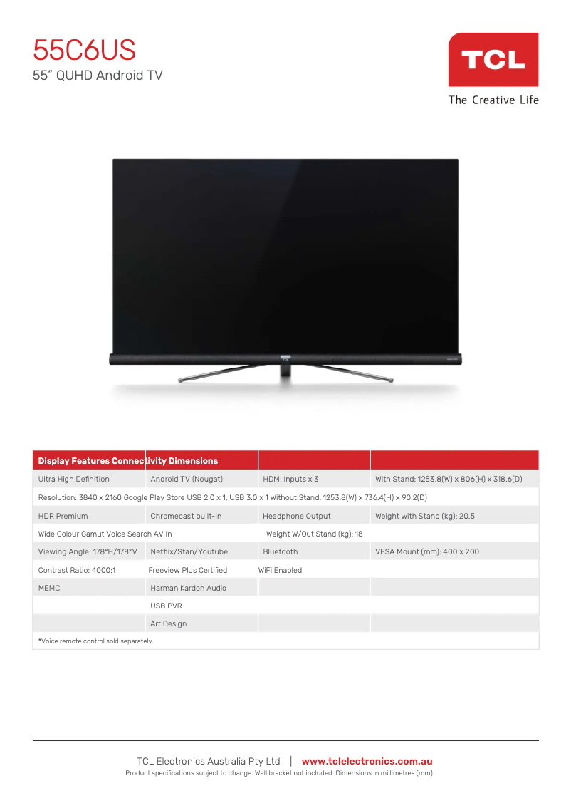 First page image of the manual for 55C6US