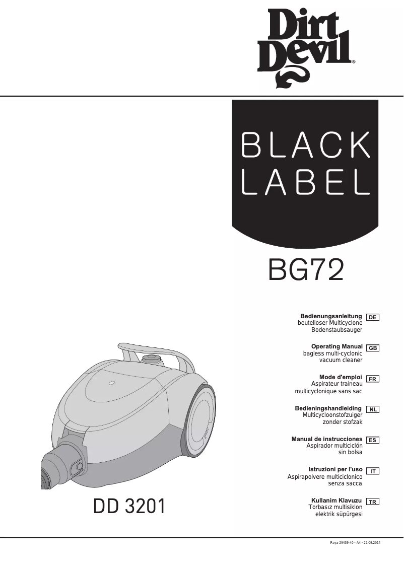 First page image of the manual for BG72