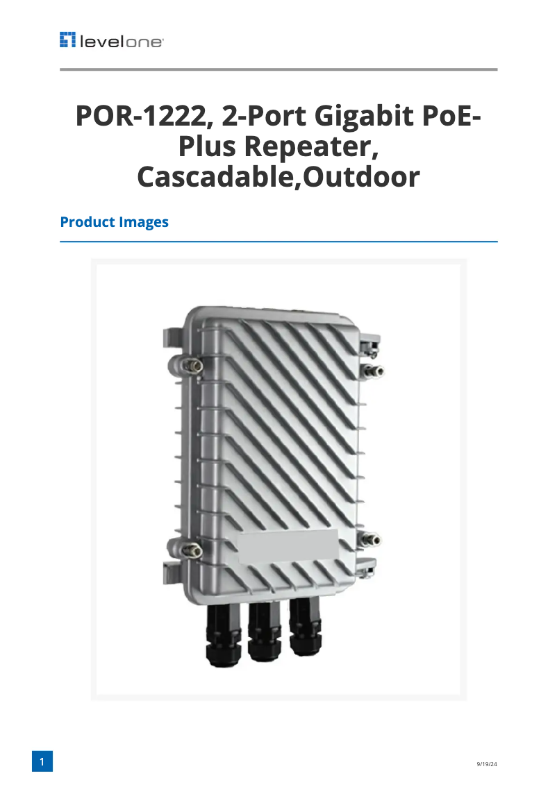 Page 1 of the manual Technical Sheet LevelOne POR-1222