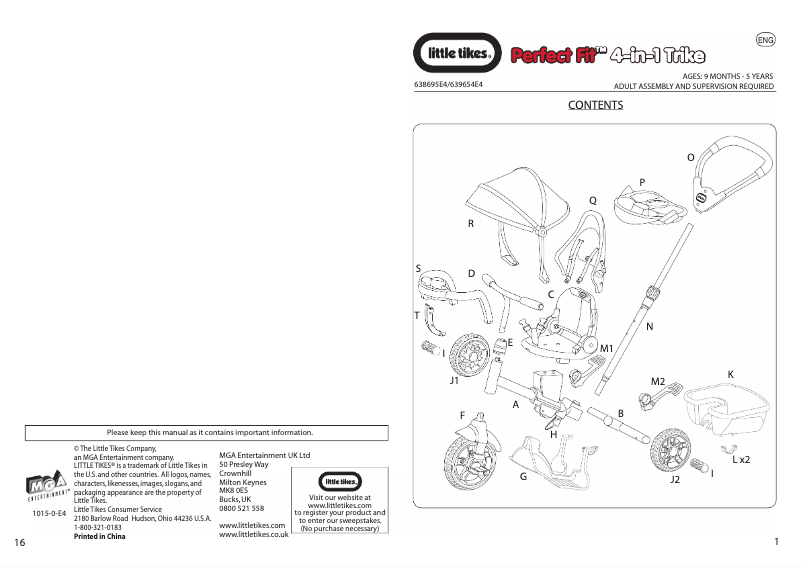 Page 1 of the manual User Manual Little Tikes Perfect Fit 4 in 1 Trike