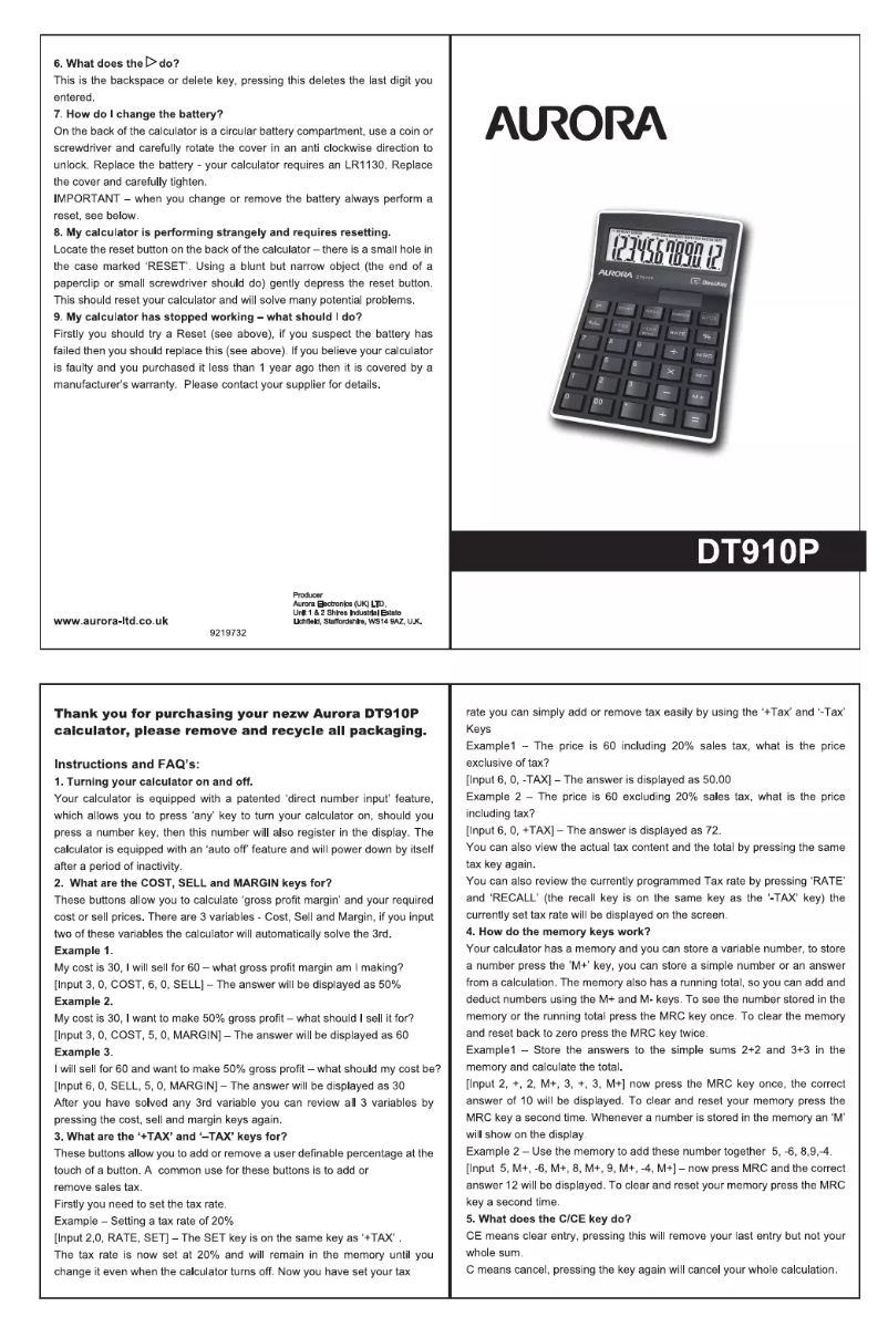 First page image of the manual for DT910P