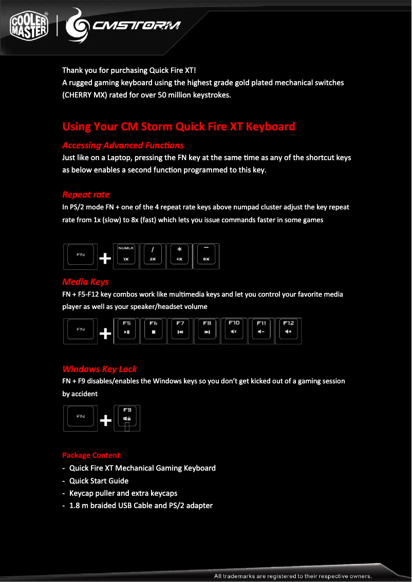 Page 1 of the manual User Manual Cooler Master Quick Fire XT