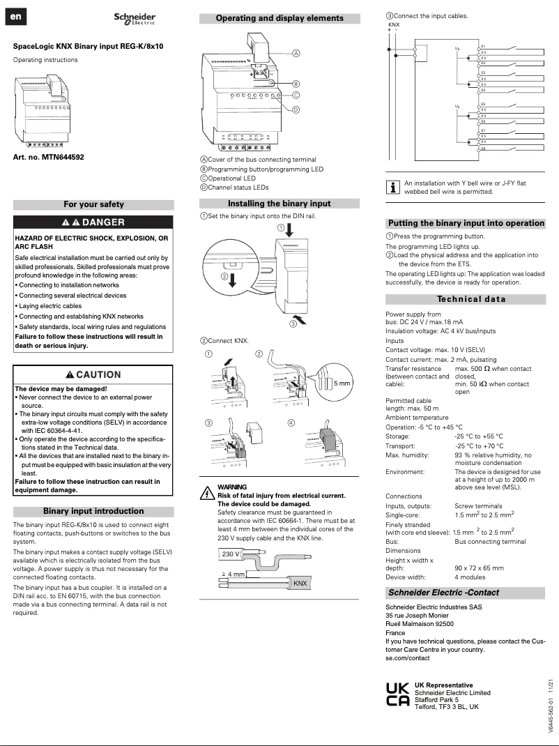 Page 1 of the manual User Manual Schneider MTN644592