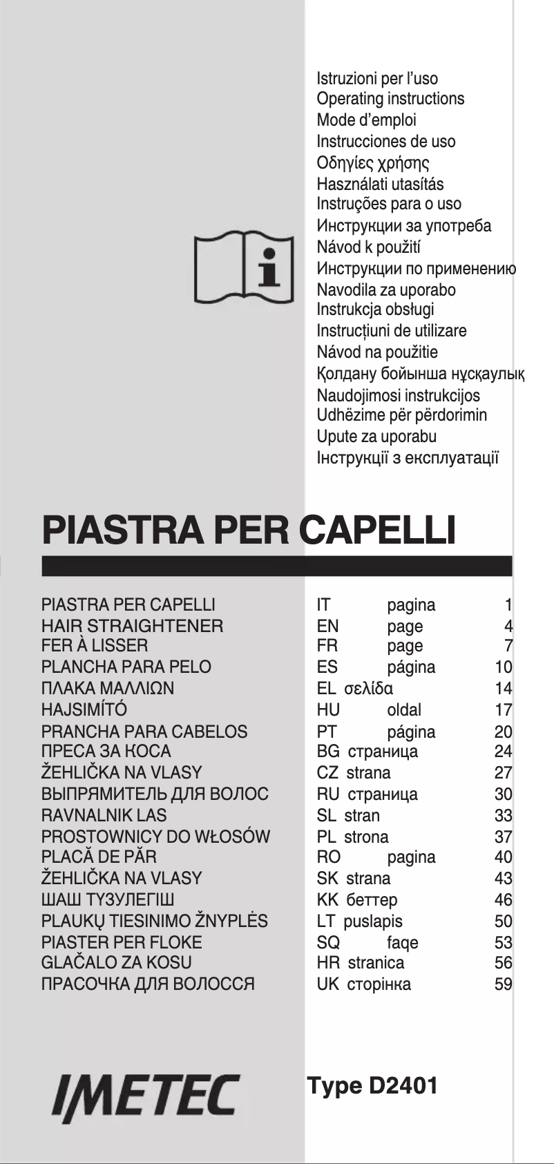 First page image of the manual for Bellissima B11 50