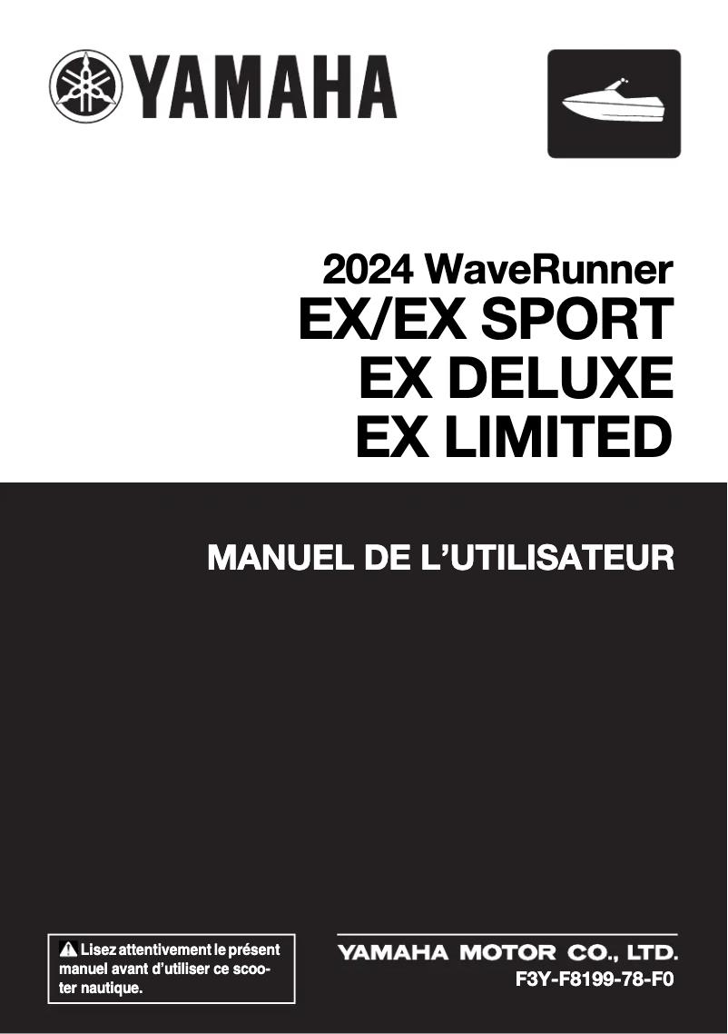 Page 1 of the manual User Manual Yamaha WaveRunner EX Sport (2024)