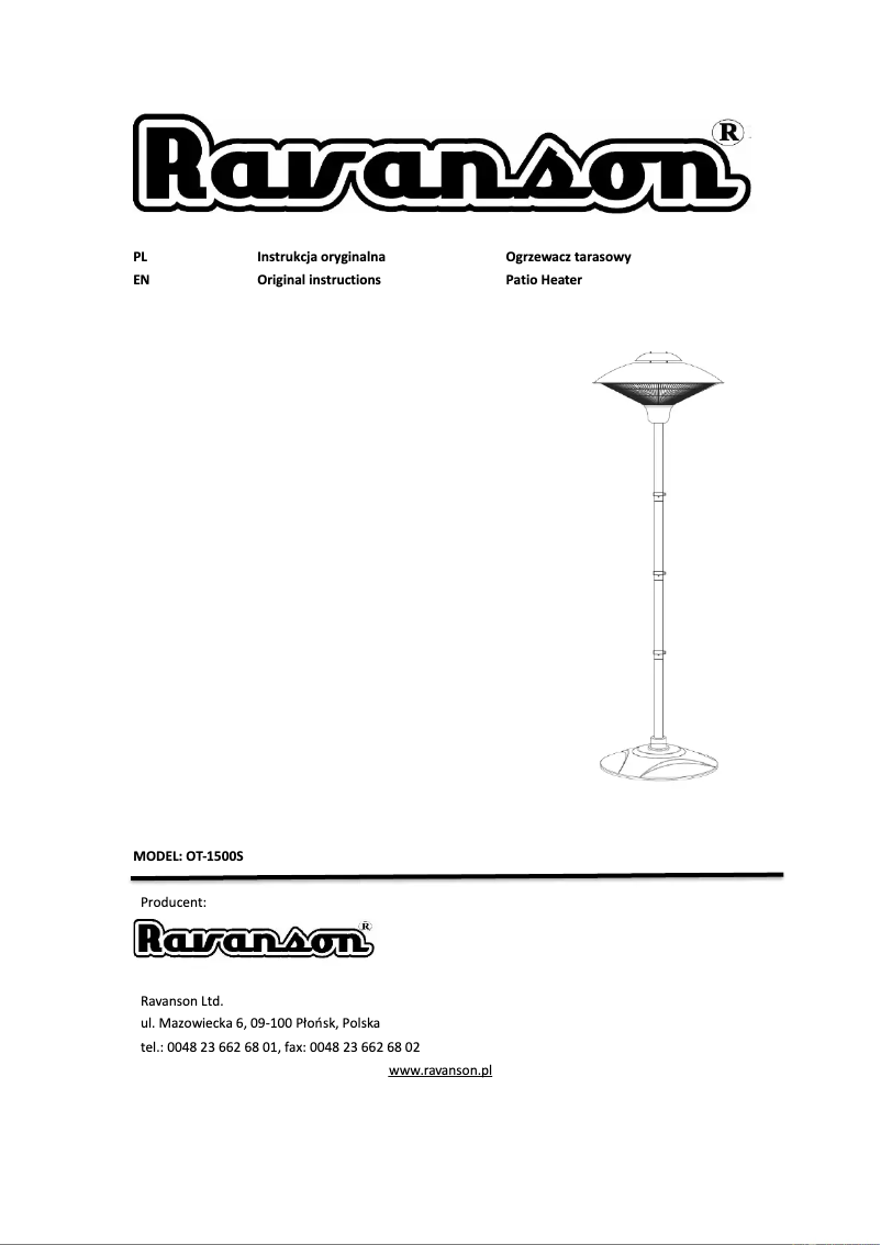 Page 1 of the manual User Manual Ravanson OT-1500S