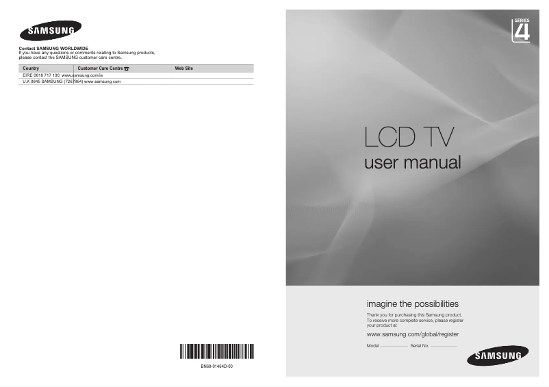 First page image of the manual for LE40A436T1D
