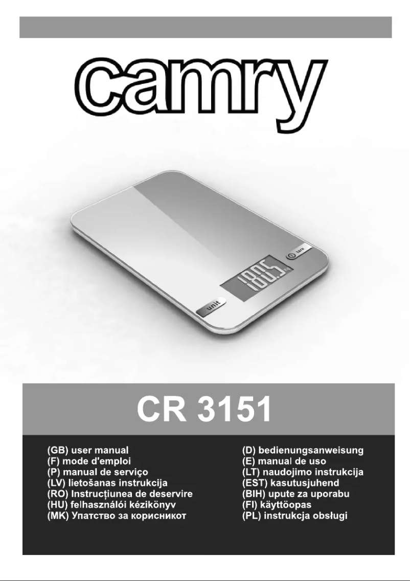 Page 1 of the manual User Manual Camry CR 3151