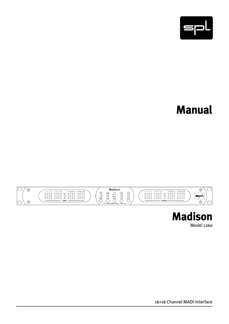 First page image of the manual for Madison 1260