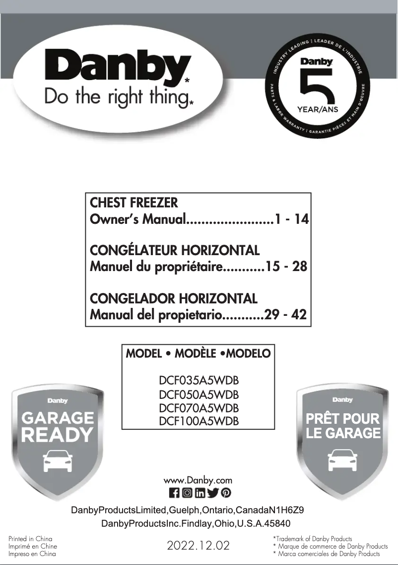 First page image of the manual for DCF070A5WDB