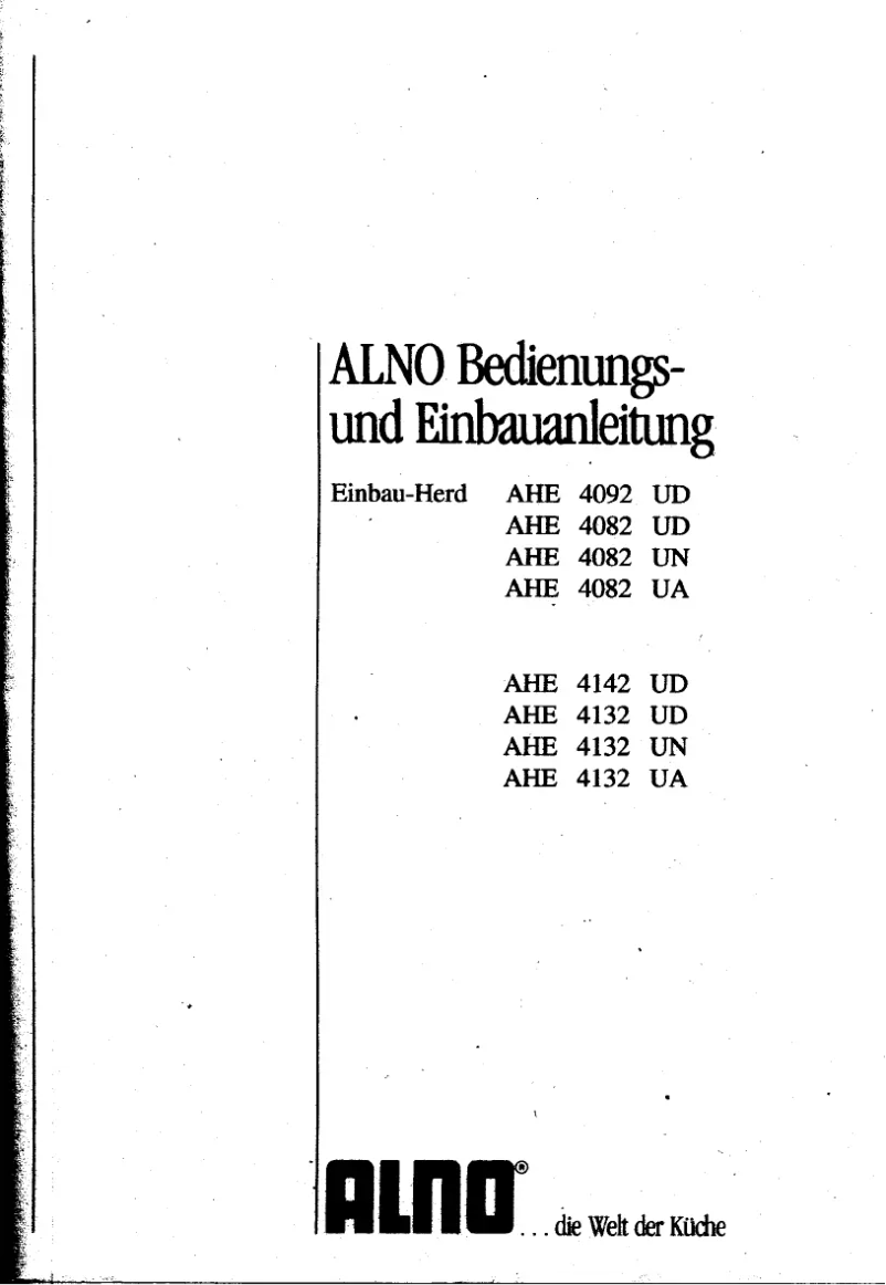 Page 1 of the manual User Manual Alno AHE4082UD