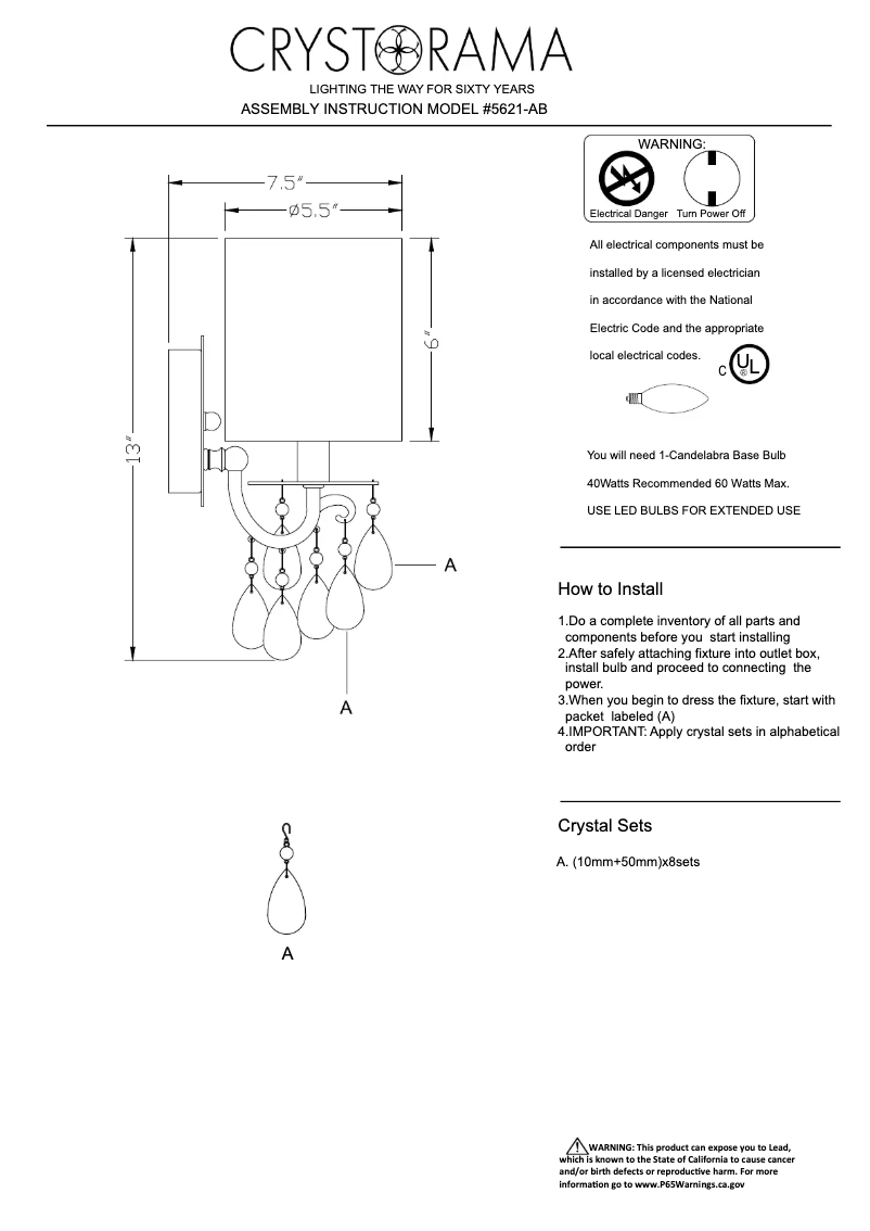 First page image of the manual for Hampton 5621-AB