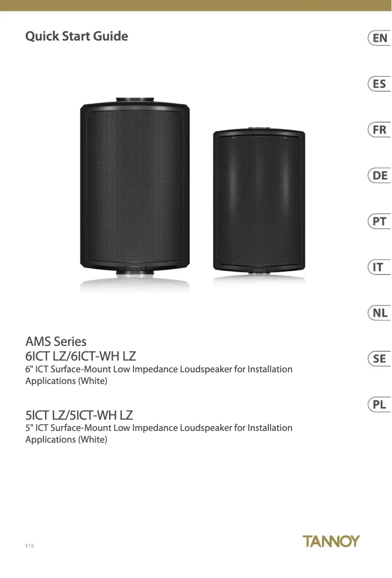 Page 1 of the manual Quick Start Guide Tannoy AMS 6ICT LZ