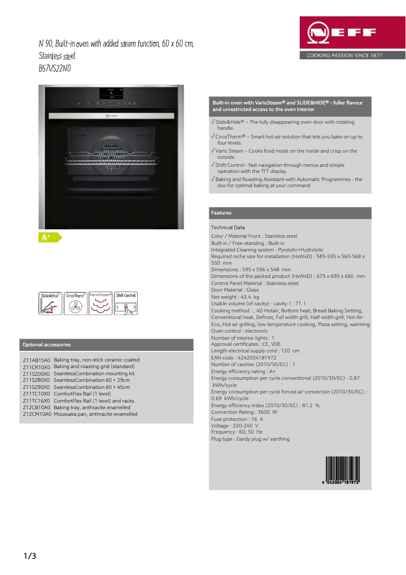 First page image of the manual for B57VS22N0