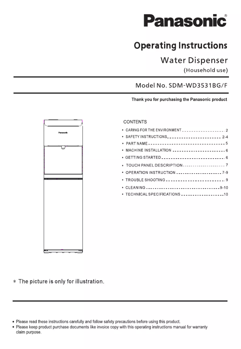 First page image of the manual for SDM-WD3531BG