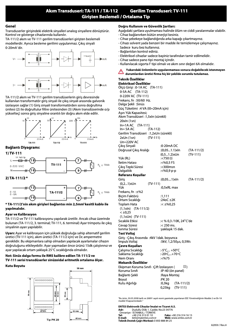 First page image of the manual for TV-111