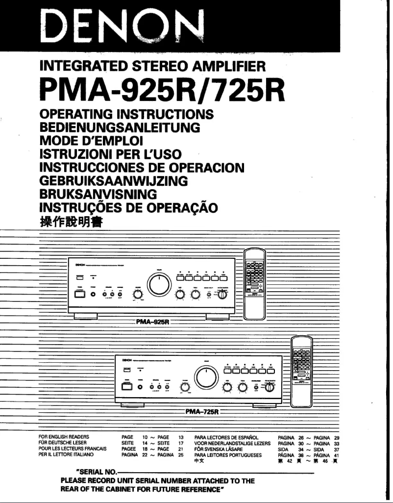 First page image of the manual for PMA-725R