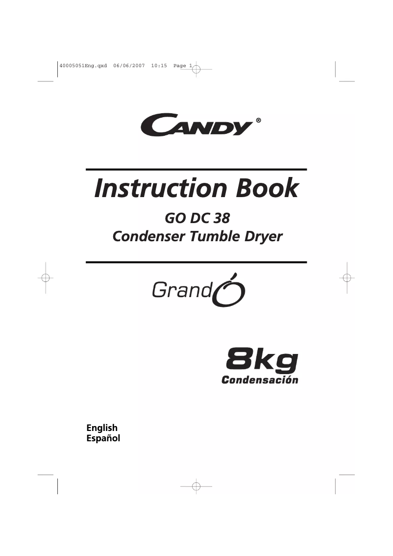 Page 1 of the manual User Manual Candy GO DC 38G/1-37S