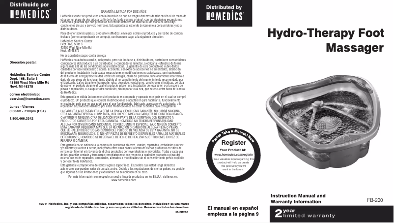 Page 1 of the manual User Manual Homedics FB-200