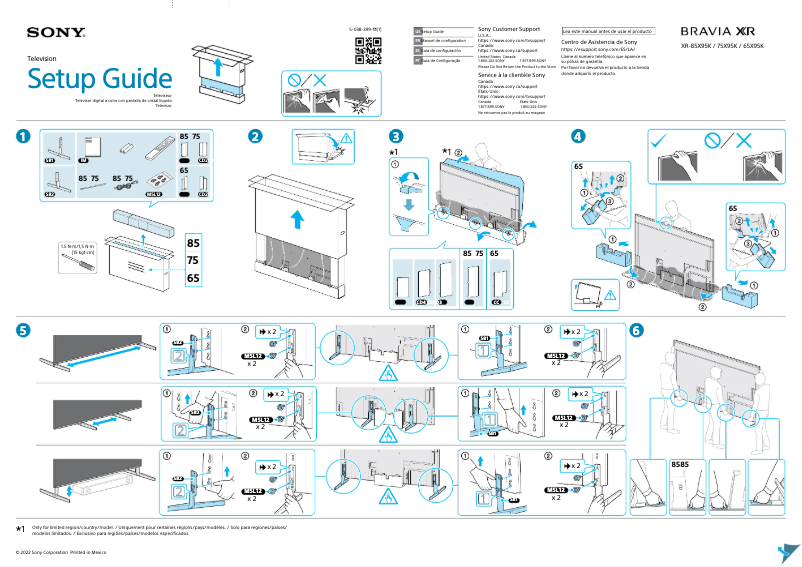 Page 1 of the manual Installation Guide Sony XR-65X95K