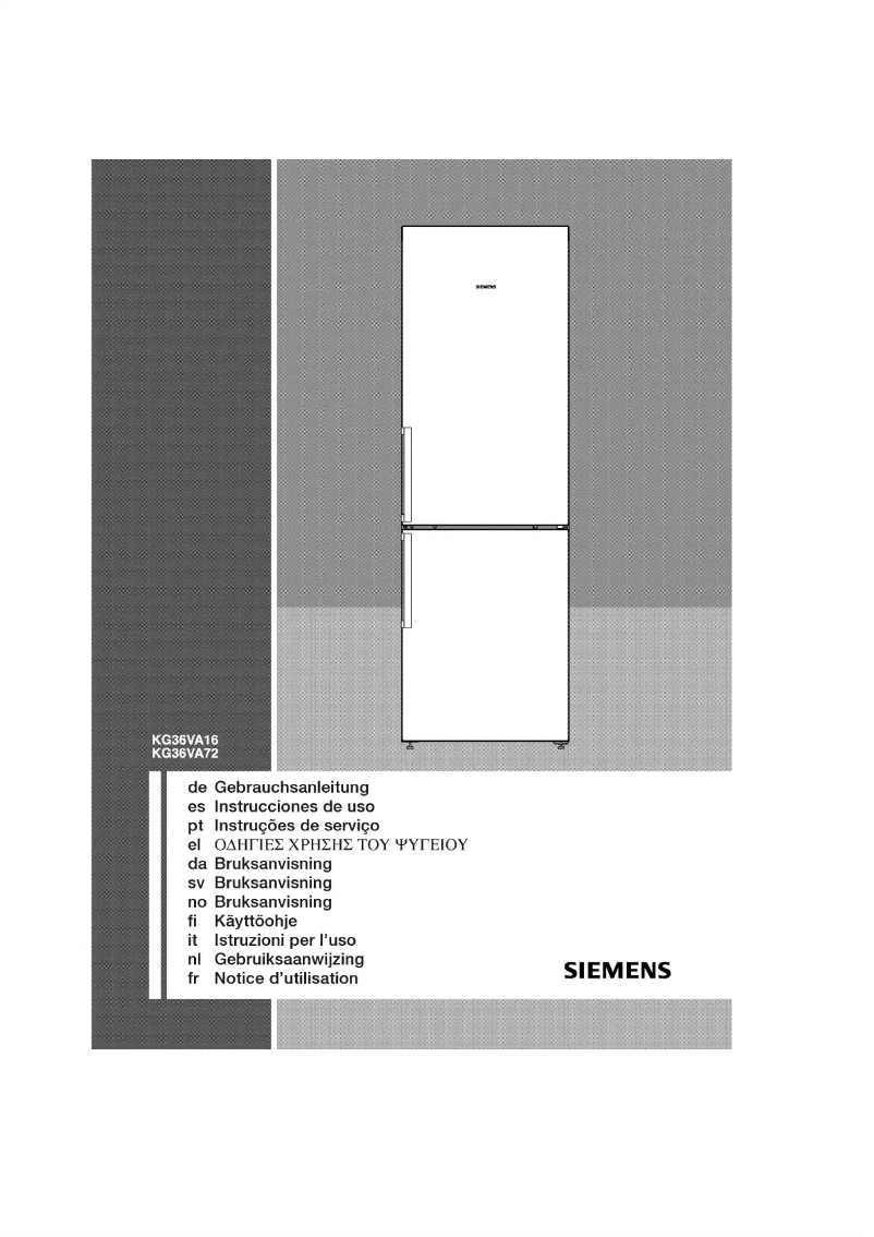 First page image of the manual for KG36VA16