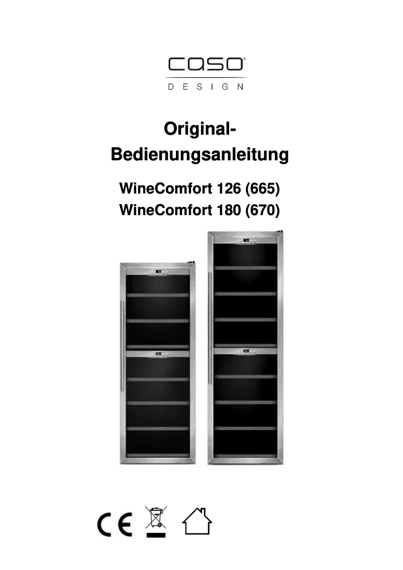 First page image of the manual for WineMaster 180
