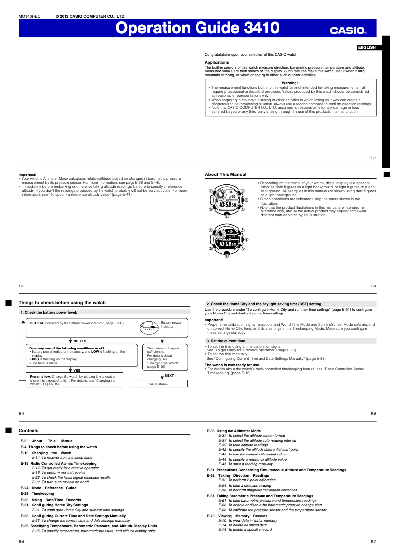Page 1 of the manual User Manual Casio G-Shock GW-9400-3ER