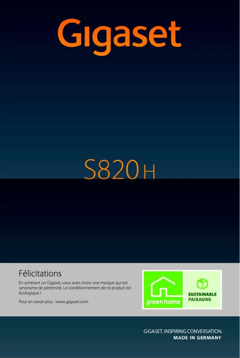 Page 1 of the manual User Manual Gigaset S820H