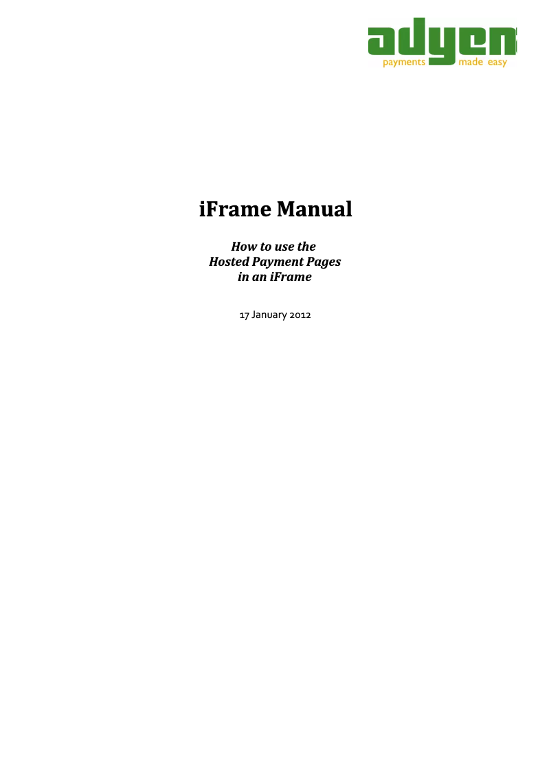 First page image of the manual for IFrame