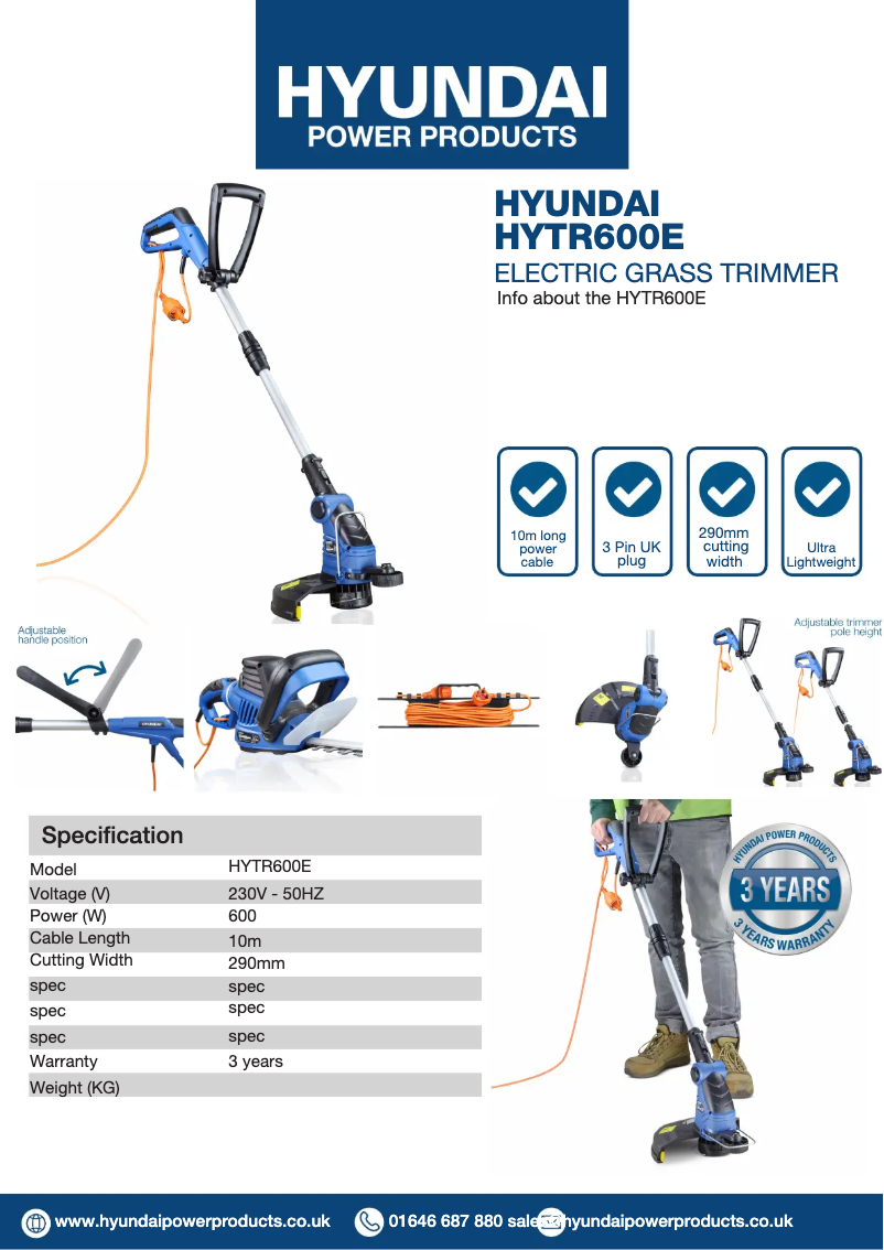 First page image of the manual for HYPHT550E