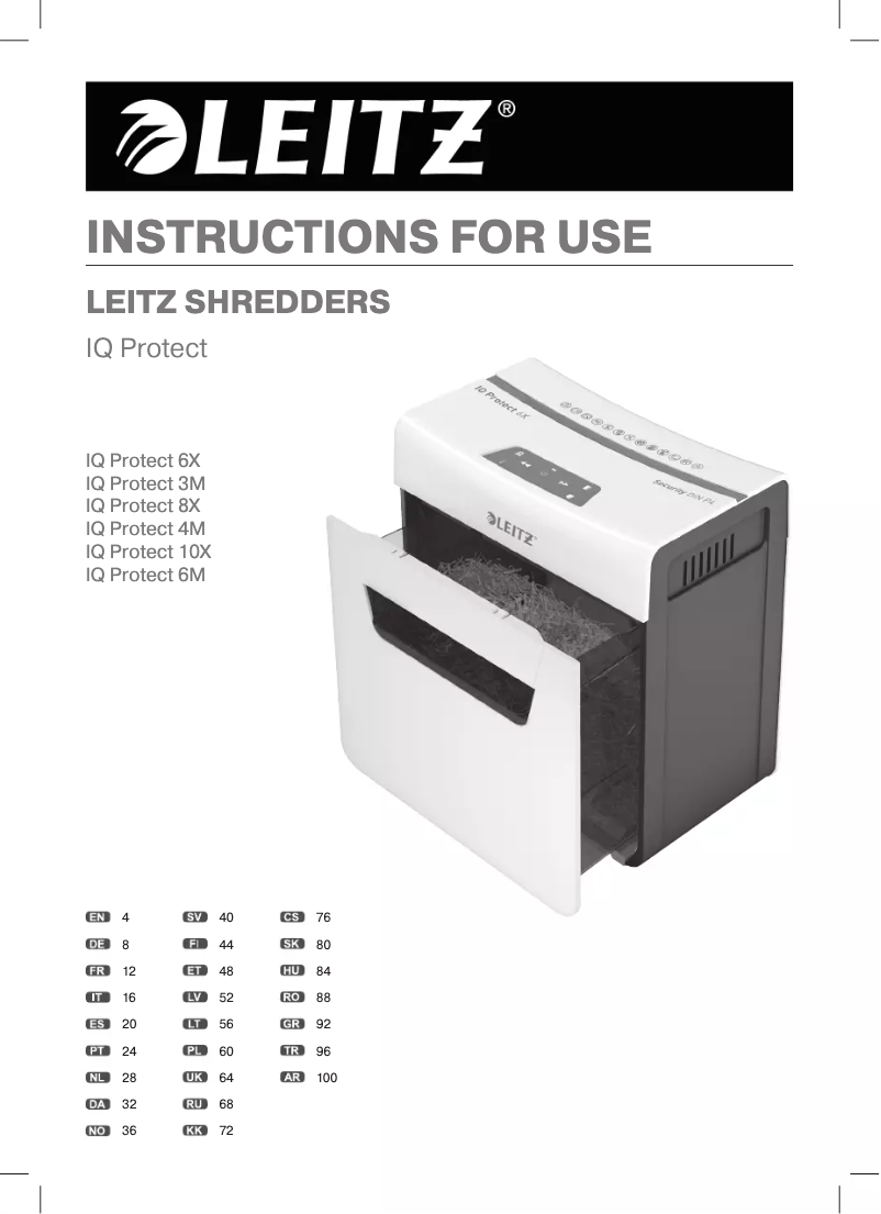 Page 1 of the manual User Manual Leitz IQ Protect Premium 8X P4