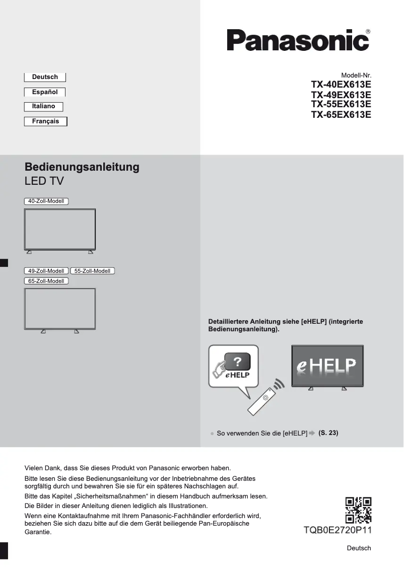 First page image of the manual for TX-49EX613E