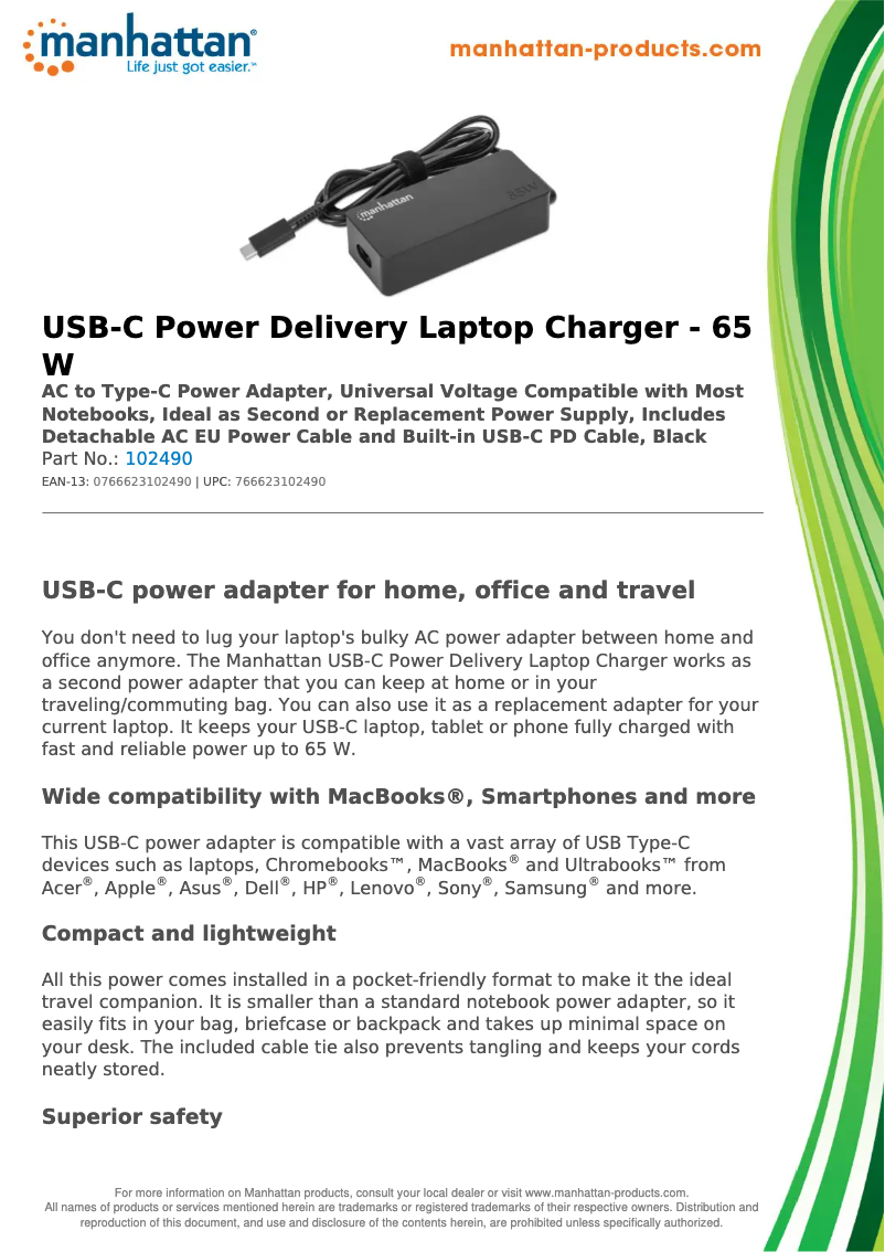 First page image of the manual for 102490