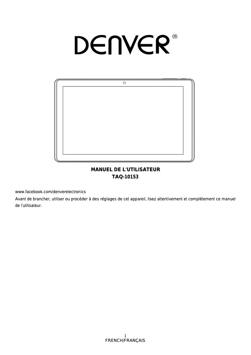 Page 1 of the manual User Manual Denver TAQ-10153