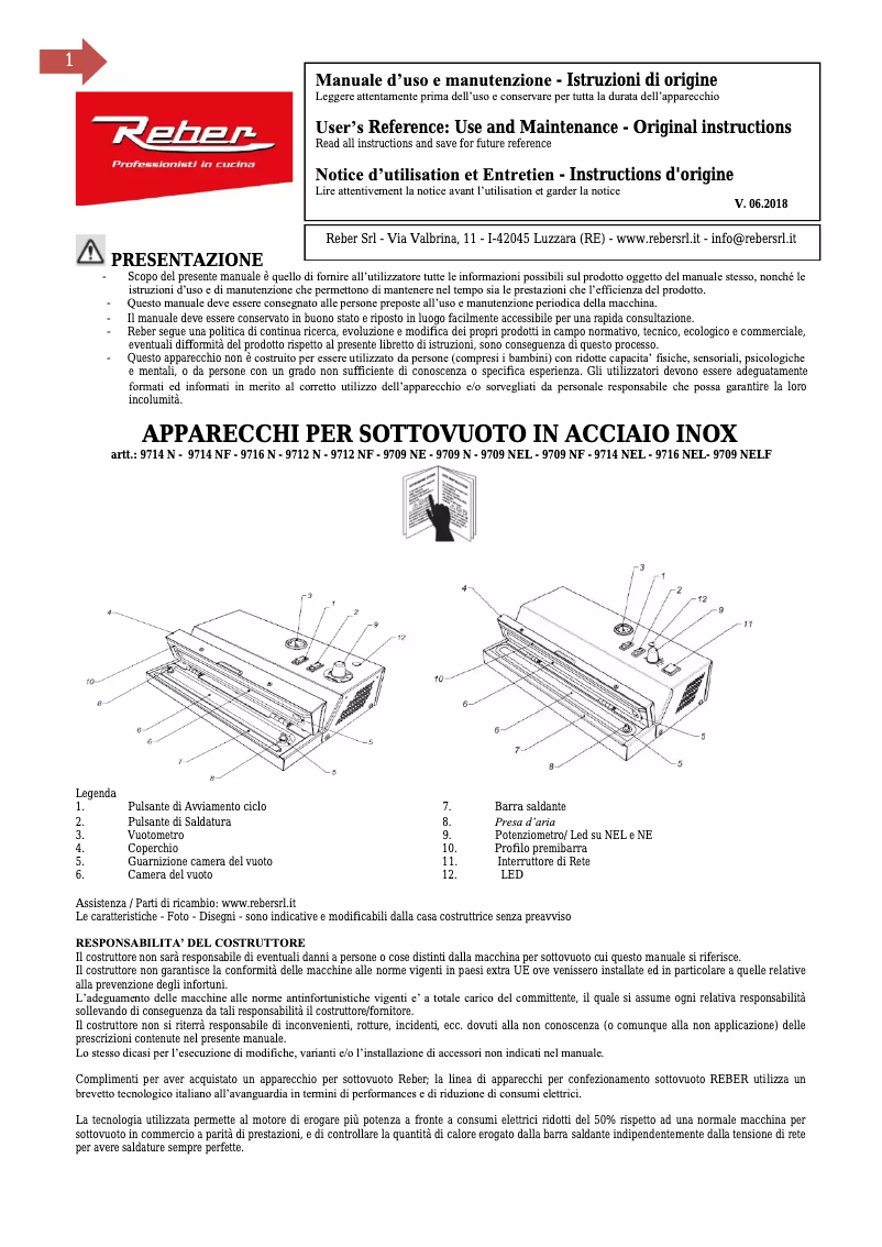 Page 1 de la notice Manuel utilisateur Reber Ecopro 30