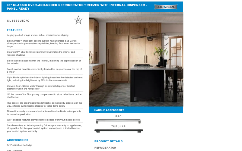 Page 1 of the manual User Manual Sub-Zero CL3650UID/O