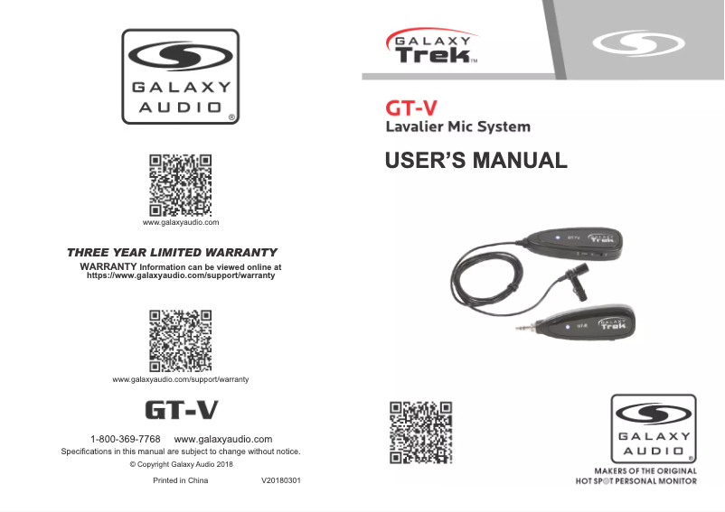 Image de la première page du manuel de l'appareil Trek GT-VX